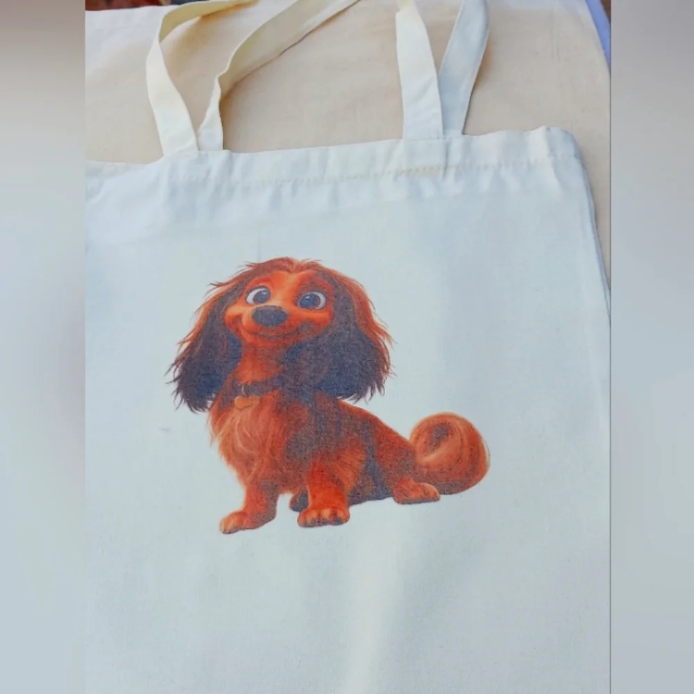 Cream Dog Tote Bag